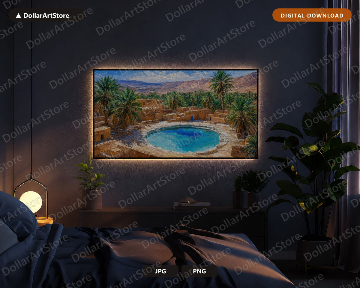 Cozy Desert Oasis Frame TV Art, Middle East Landscape, Samsung Frame TV Digital Download, 4K Screensaver