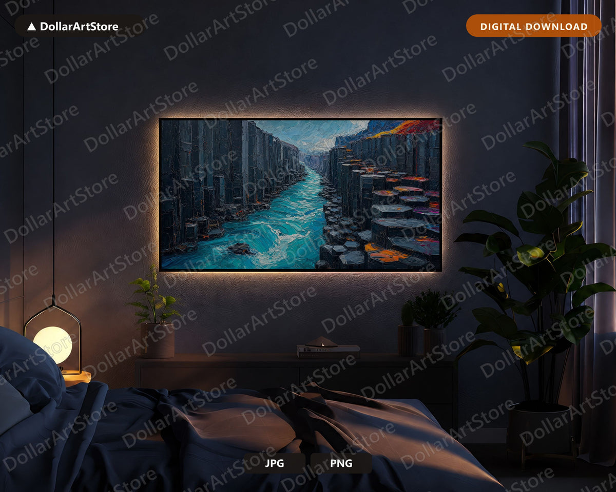 Arctic Canyon Frame TV Art, Turquoise Waters Landscape, Samsung Frame TV Digital Download 4K