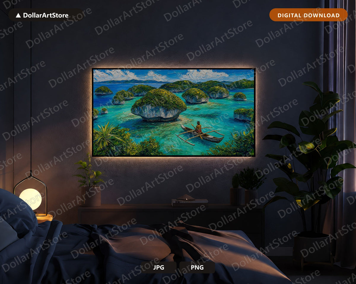 Tropical Island Scenery Frame TV Art, Samsung Frame TV Digital Download, 4K Paradise Landscape