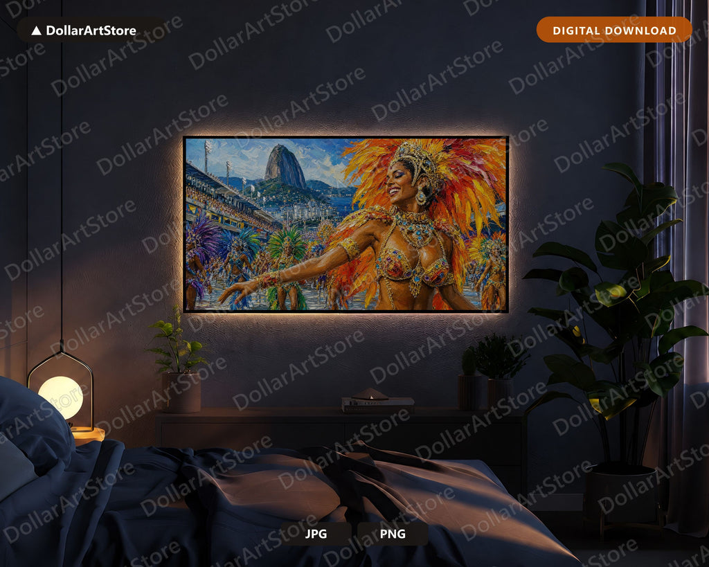 Virrant Rio Carnival Frame TV Art, Samsung Frame TV Digital Download, 4K Textured Celebration Screensaver