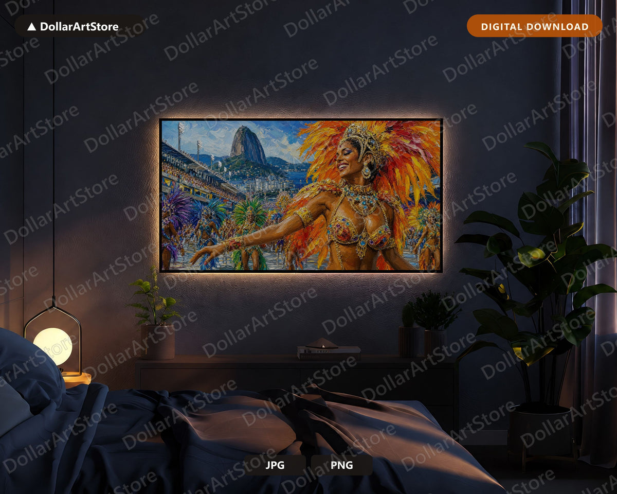 Virrant Rio Carnival Frame TV Art, Samsung Frame TV Digital Download, 4K Textured Celebration Screensaver