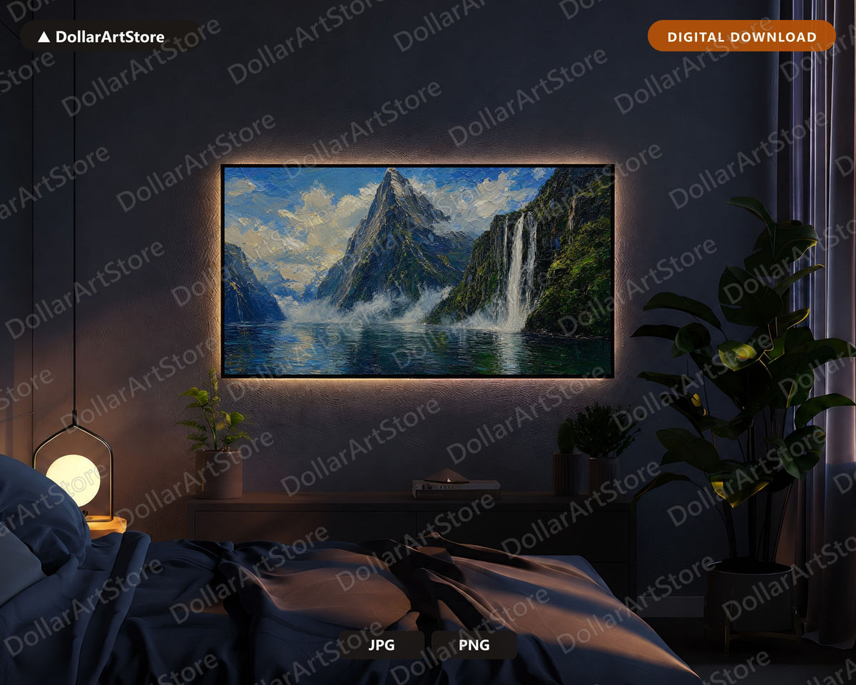 Cozy Mountain Landscape Frame TV Art, Samsung Frame TV Digital Download, 4K Scenic Nature Screensaver