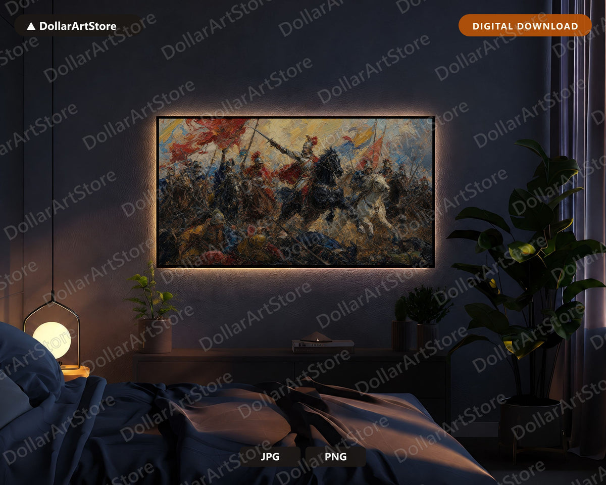 North Africa Battle Scene Frame TV Art, Moody Historical Landscape, Samsung Frame TV 4K Digital Download