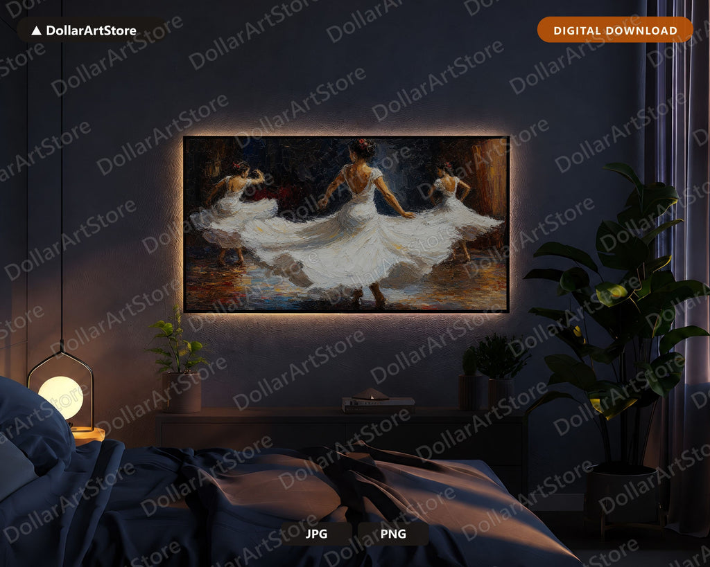 Cozy Classical Dance Frame TV Art, Textured Earthy Figures Samsung Frame Digital Download 4K