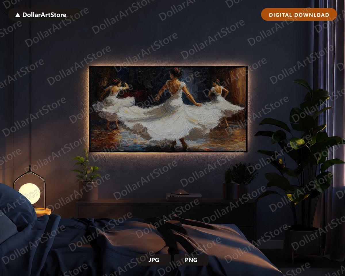 Cozy Classical Dance Frame TV Art, Textured Earthy Figures Samsung Frame Digital Download 4K