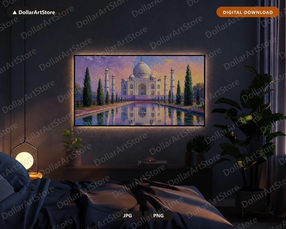 Cozy Taj Mahal Frame TV Art, Samsung Frame TV Digital Download, 4K Textured Scenery