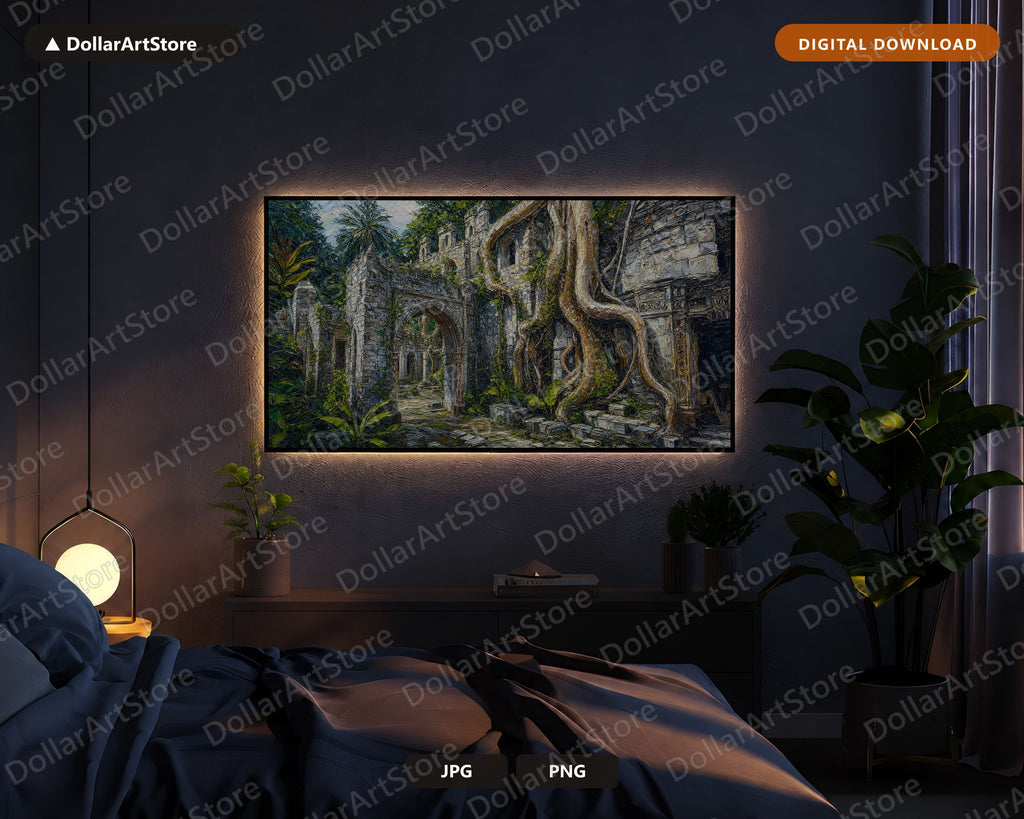 Cozy Earthy Ruins Frame TV Art, Samsung Frame TV Digital Download, 4K Textured Scenery
