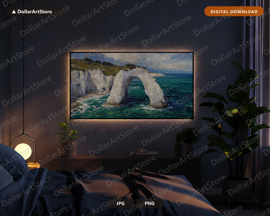 Cozy Coastal Scenery Frame TV Art, Samsung Frame TV Digital Download, 4K Textured Landscape