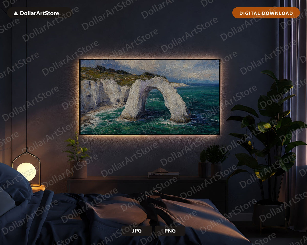 Cozy Coastal Scenery Frame TV Art, Samsung Frame TV Digital Download, 4K Textured Landscape