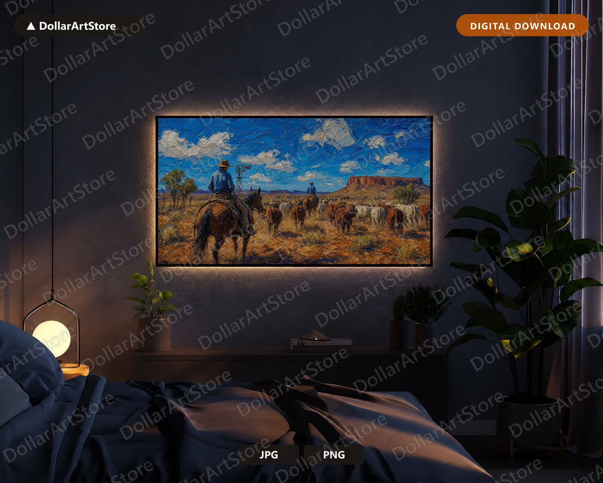 Cozy Outback Station Frame TV Art, Samsung Frame TV Digital Download, 4K Textured Landscape Screensaver