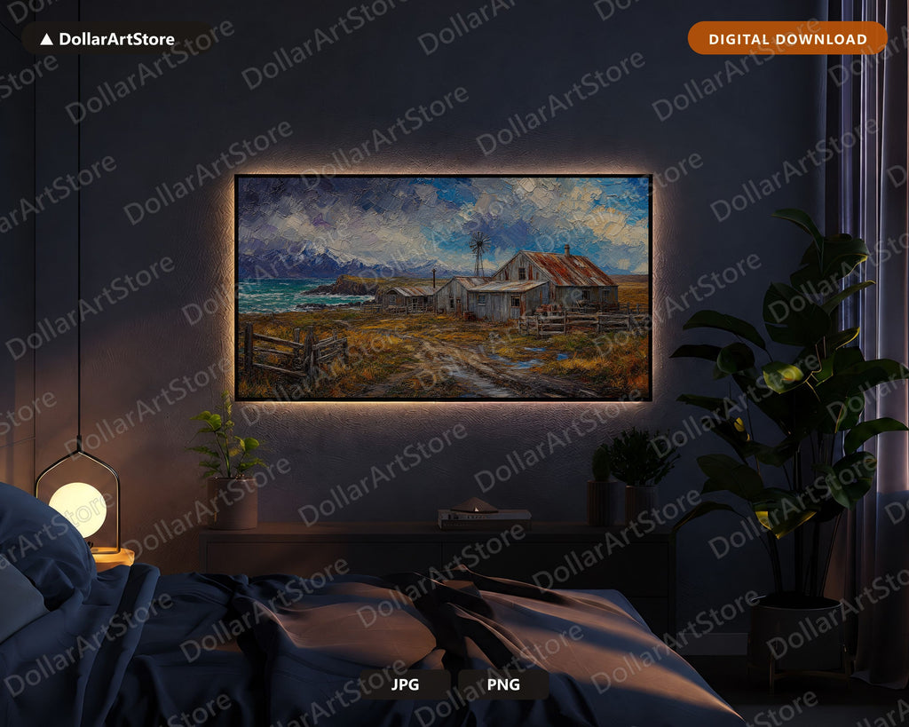 Cozy Rustic Arctic Farmhouse Frame TV Art, Samsung Frame TV Digital Download, 4K Textured Scenery