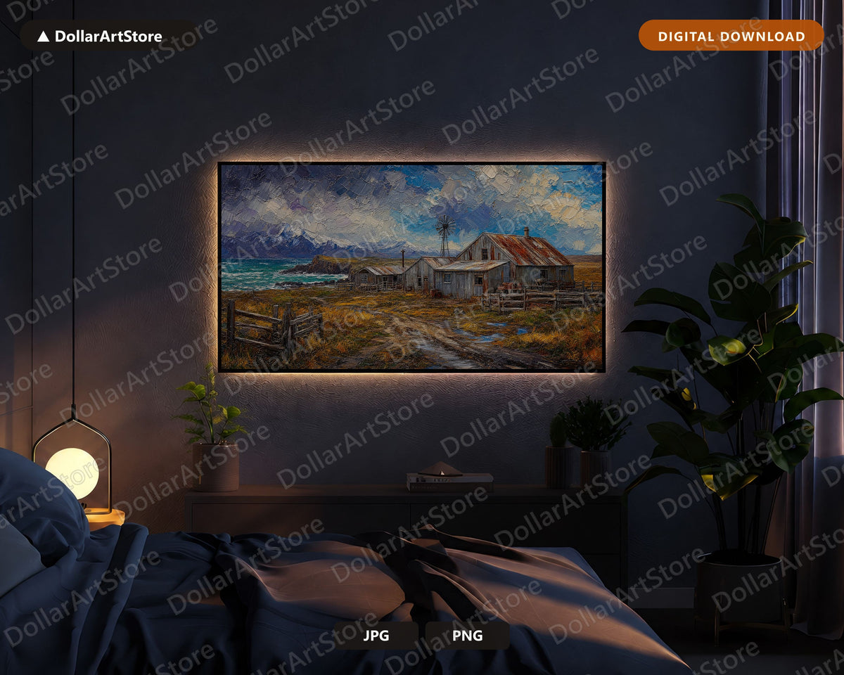 Cozy Rustic Arctic Farmhouse Frame TV Art, Samsung Frame TV Digital Download, 4K Textured Scenery