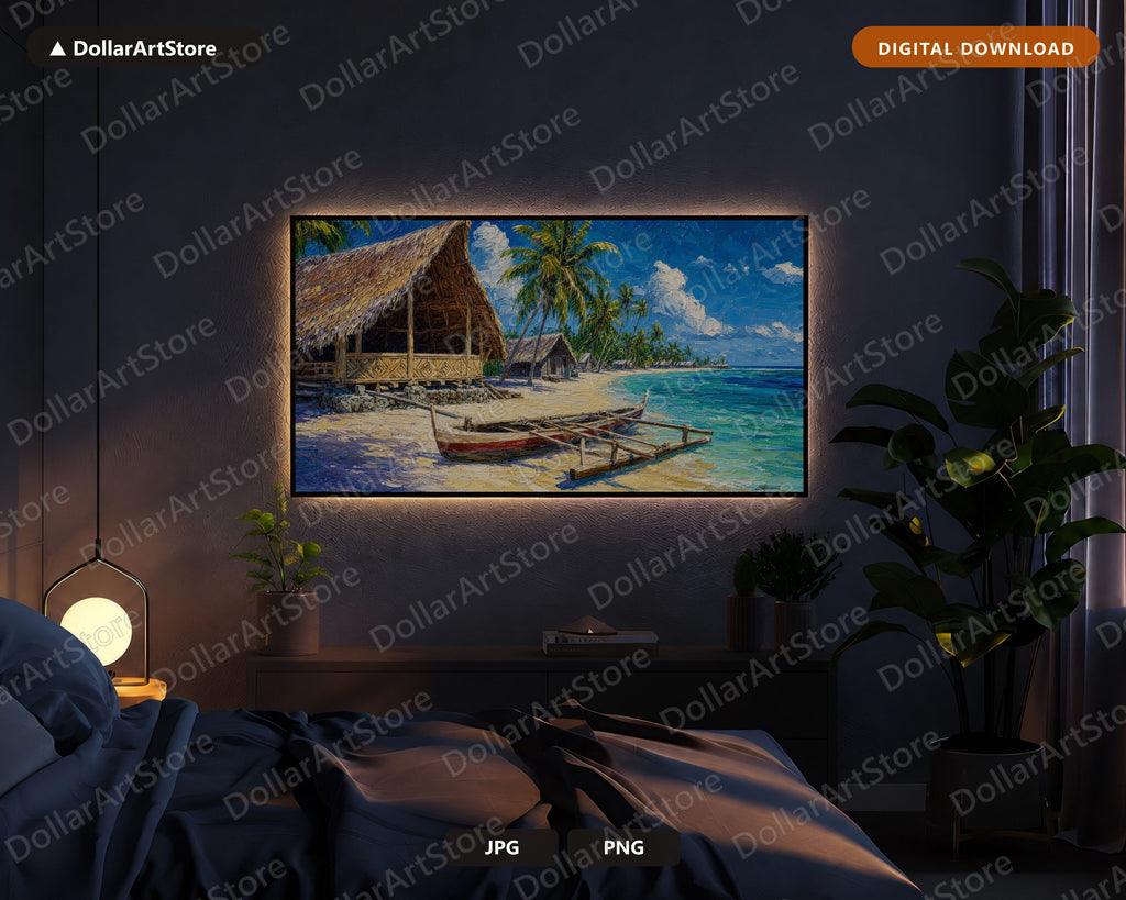 Tropical Atoll Scenery Frame TV Art, Samsung Frame TV Digital Download, 4K Beach Landscape