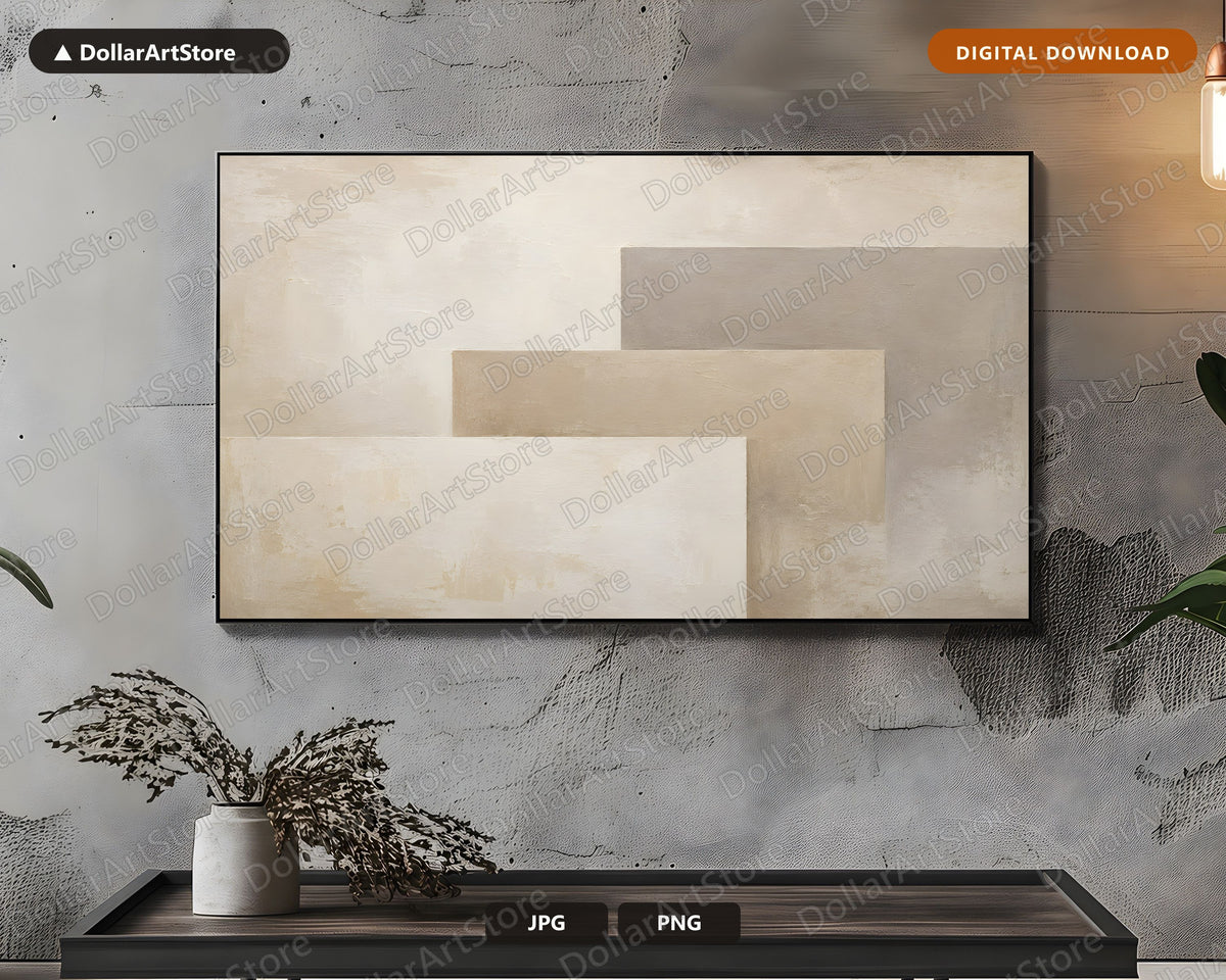 Neutral Minimalist Frame TV Art, Samsung Frame TV Digital Download, Modern Abstract 4K