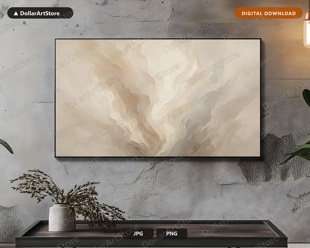 Neutral Abstract Frame TV Art, Samsung Frame TV Digital Download, 4K Minimalist