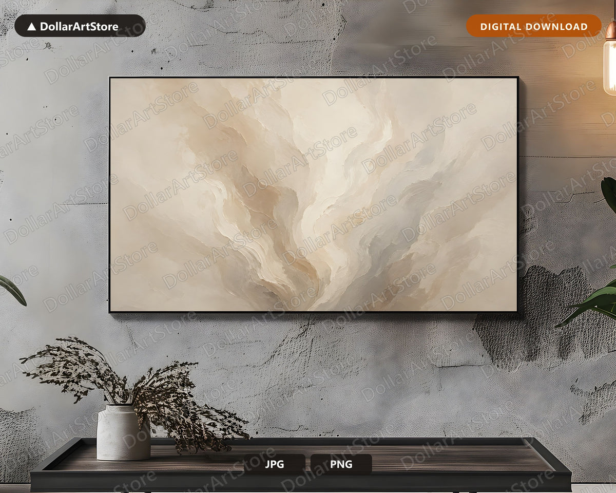 Neutral Abstract Frame TV Art, Samsung Frame TV Digital Download, 4K Minimalist