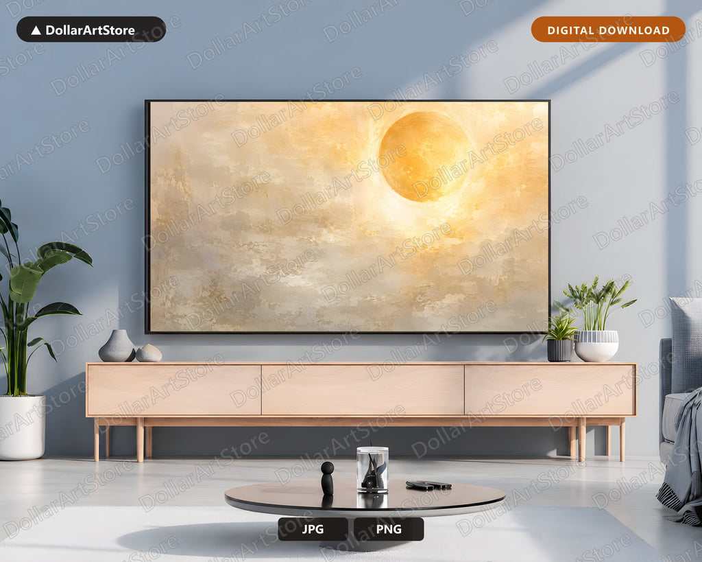 Neutral Halloween Moon Frame TV Art, 4K Samsung TV Digital Download