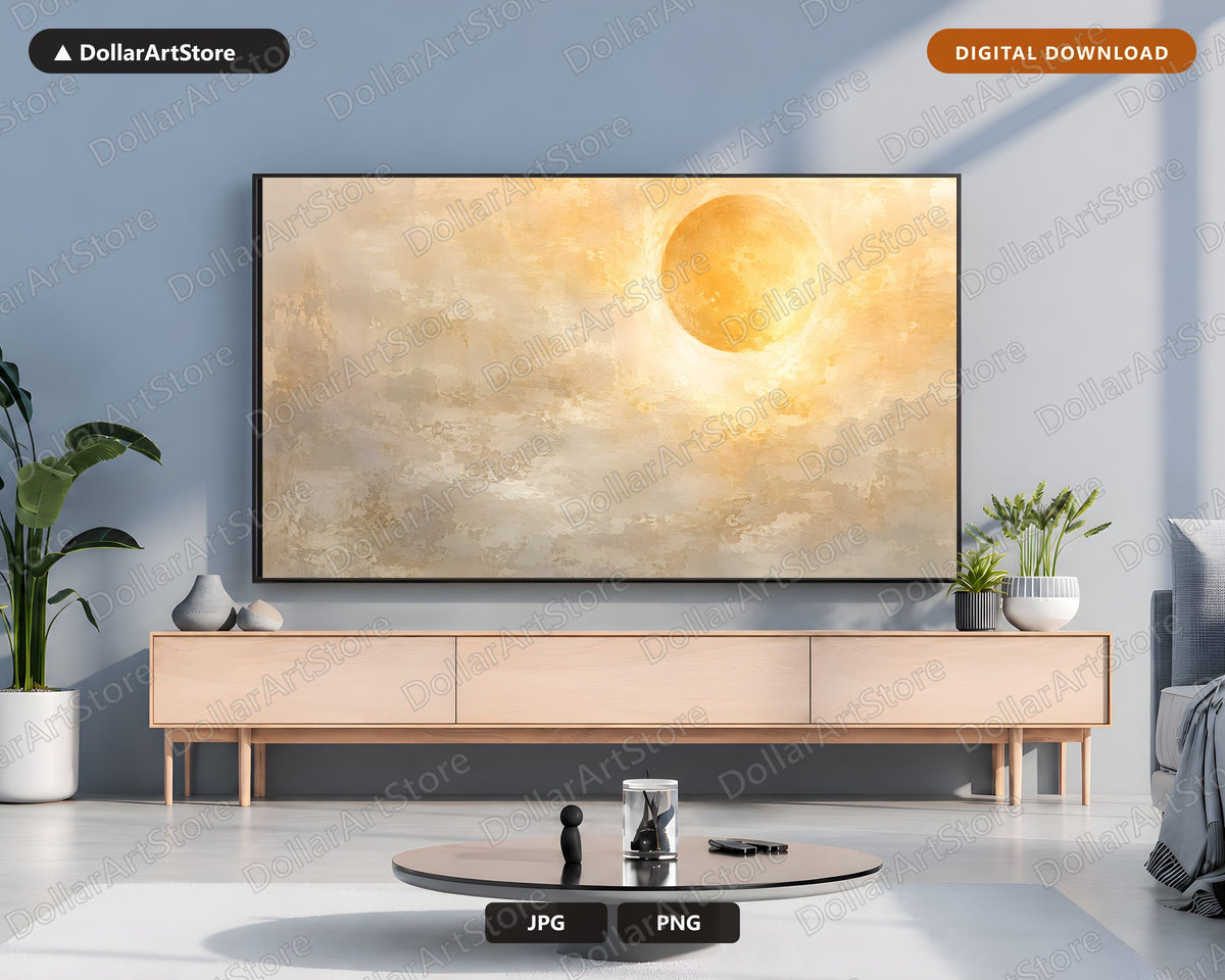 Neutral Halloween Moon Frame TV Art, 4K Samsung TV Digital Download