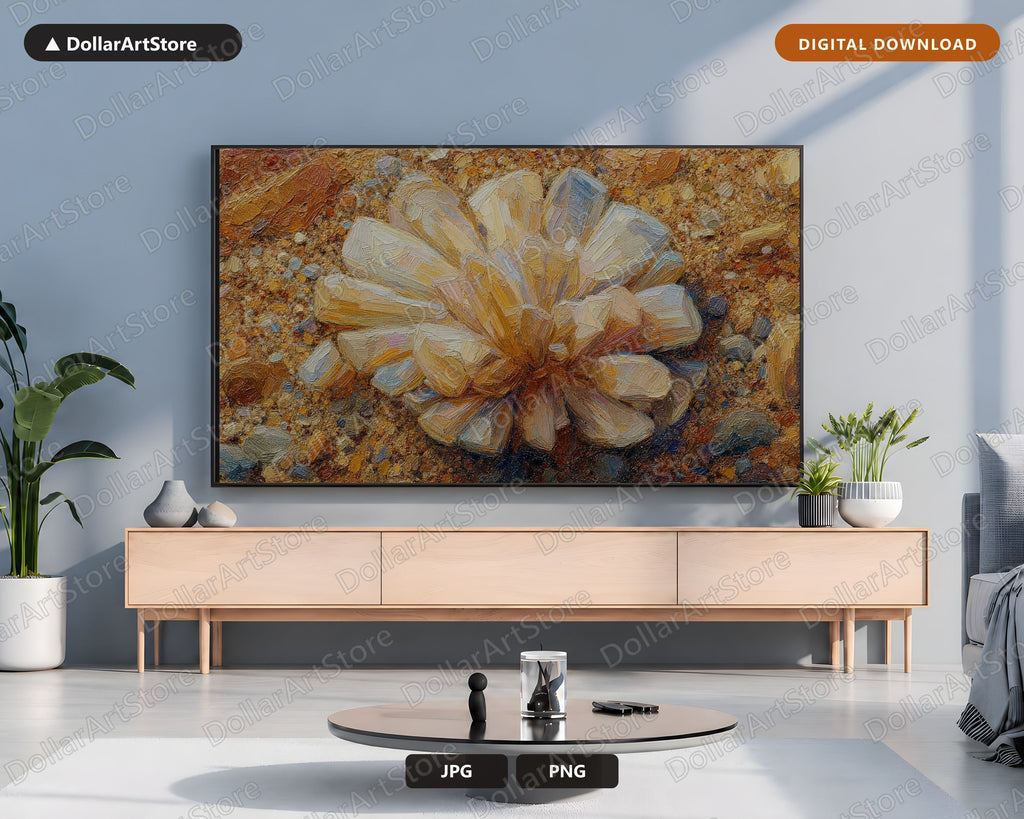 Cozy Textured Floral Frame TV Art, Samsung Frame TV Digital Download, Earthy Botanical Screensaver