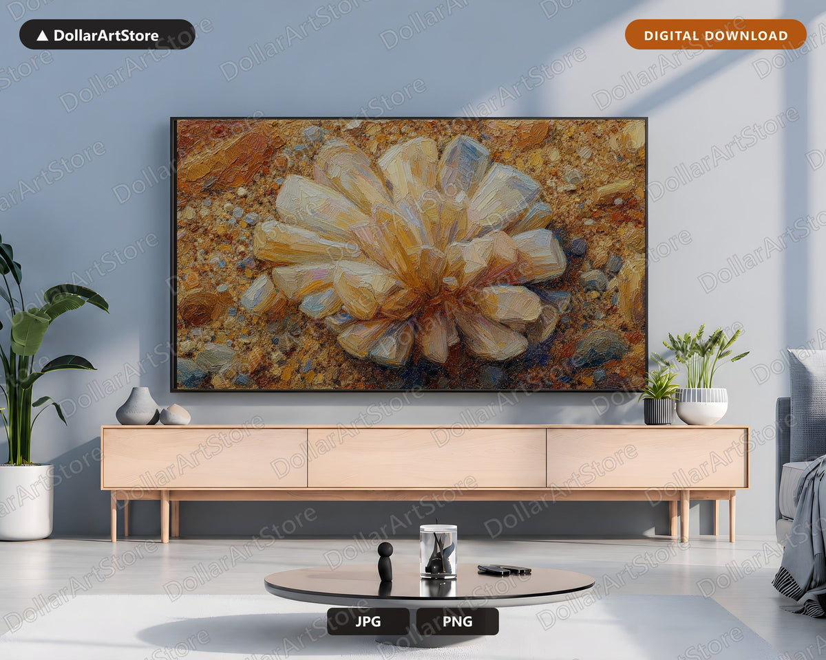 Cozy Textured Floral Frame TV Art, Samsung Frame TV Digital Download, Earthy Botanical Screensaver