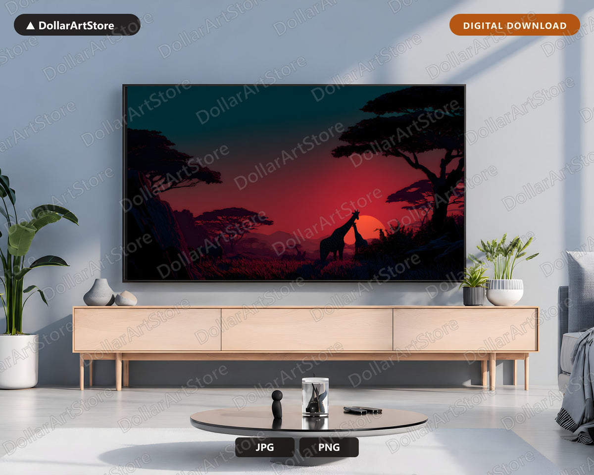 African Savanna Sunset Frame TV Art, Samsung Frame TV Digital Download 4K