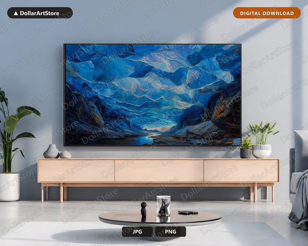 Cozy Arctic Ice Cave Frame TV Art, Samsung Frame TV Digital Download, 4K Textured Scenery