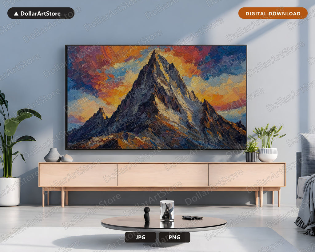 Cozy Desert Mountain Frame TV Art, Textured Landscape Samsung Frame TV Digital Download 4K