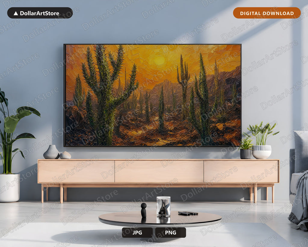 Earthy Desert Landscape Frame TV Art, Golden Hour Scenery, Samsung Frame TV Digital Download 4K