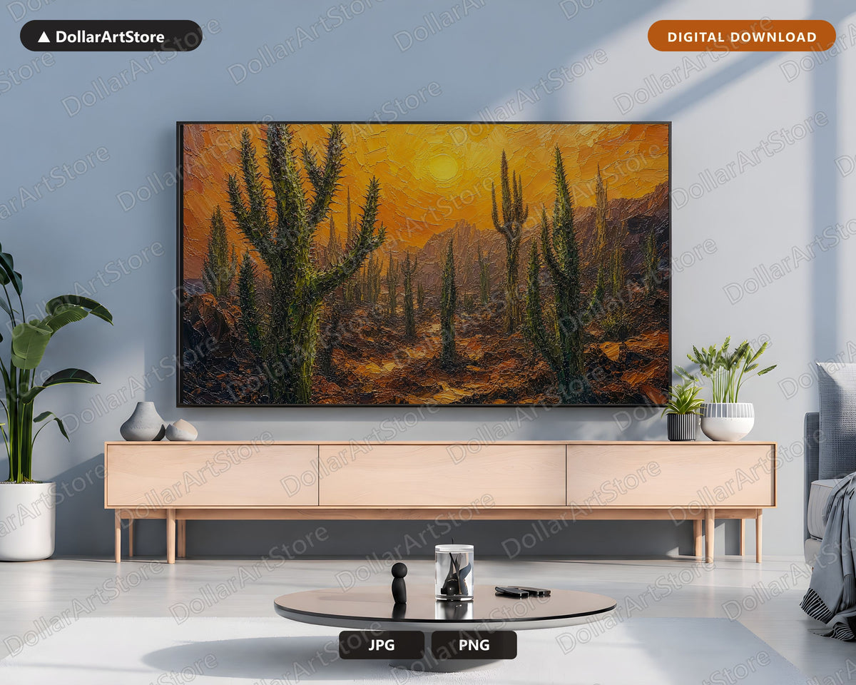 Earthy Desert Landscape Frame TV Art, Golden Hour Scenery, Samsung Frame TV Digital Download 4K