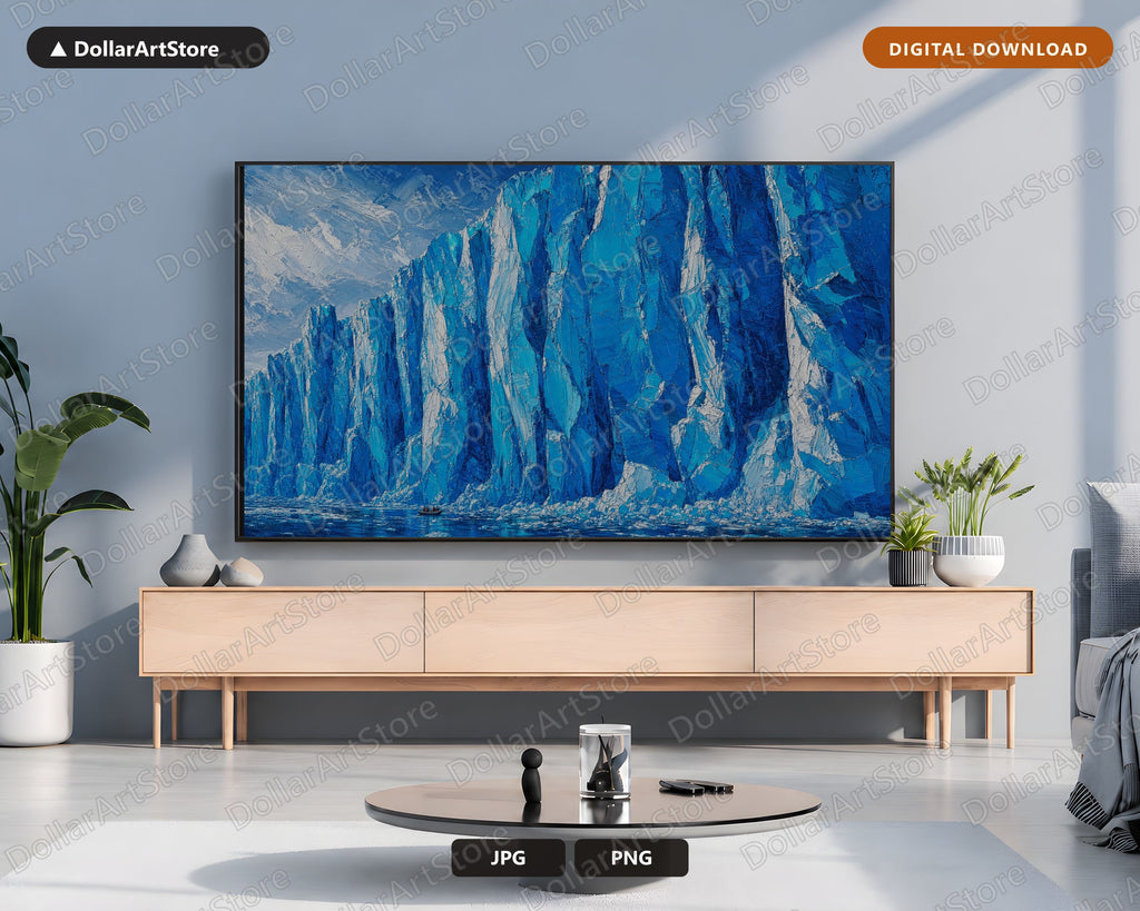 Cozy Arctic Ice Cliffs Frame TV Art, Samsung Frame TV Digital Download, 4K Textured Scenery