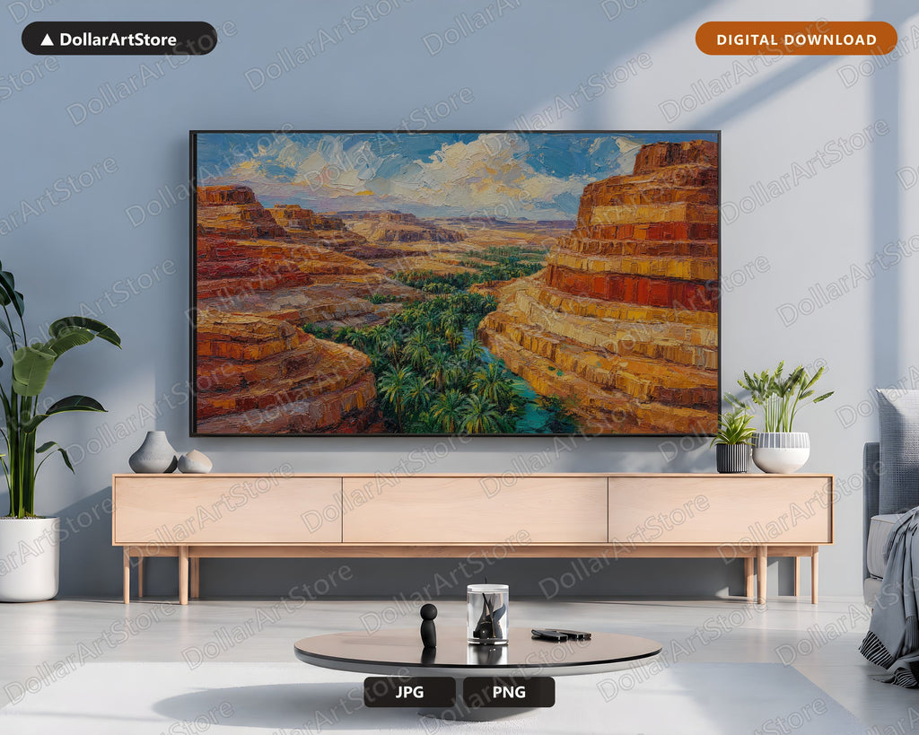 Cozy Earthy Canyon Frame TV Art, Landscape Screensaver for Samsung TV