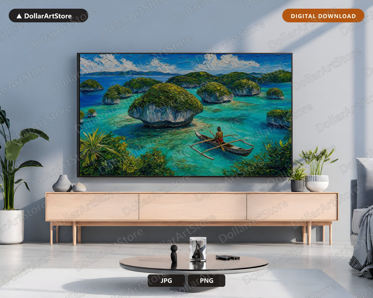 Tropical Island Scenery Frame TV Art, Samsung Frame TV Digital Download, 4K Paradise Landscape