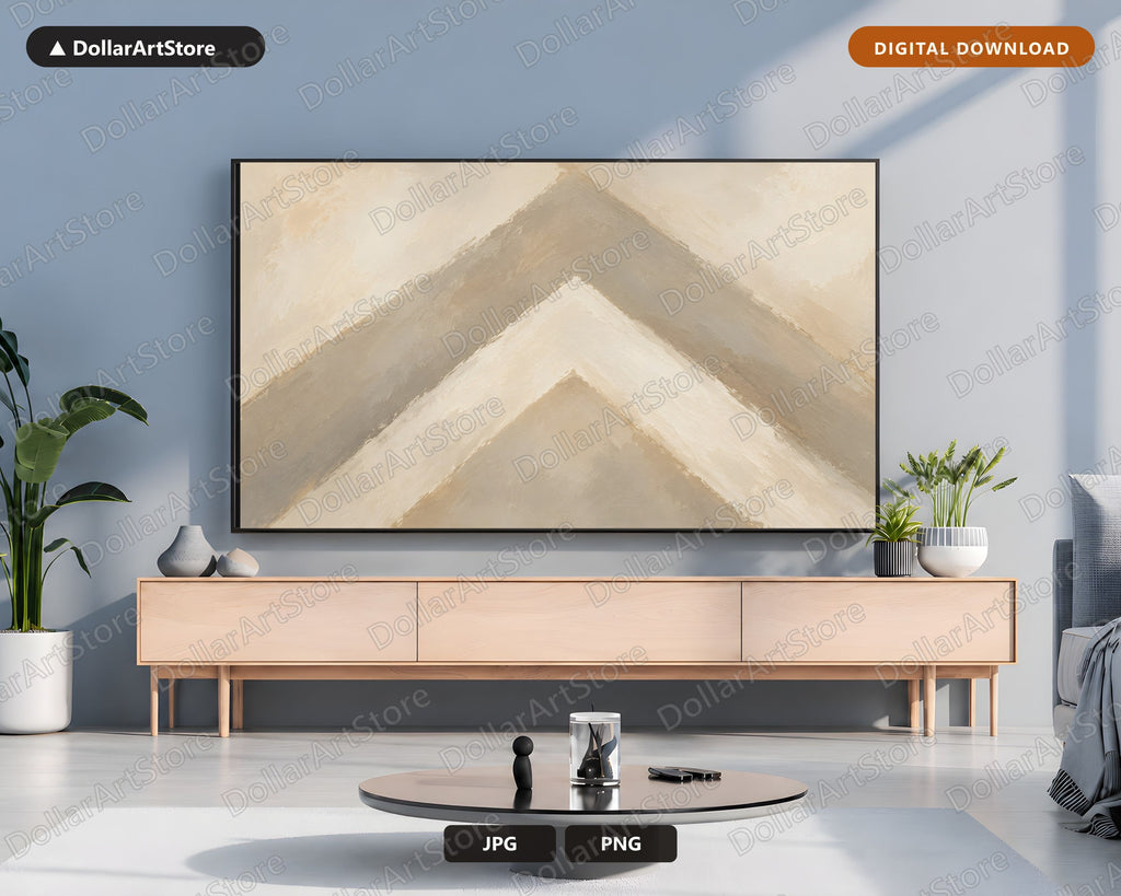 Minimalist Geometric Frame TV Art, Samsung Frame Digital Download, Neutral Abstract TV Screensaver
