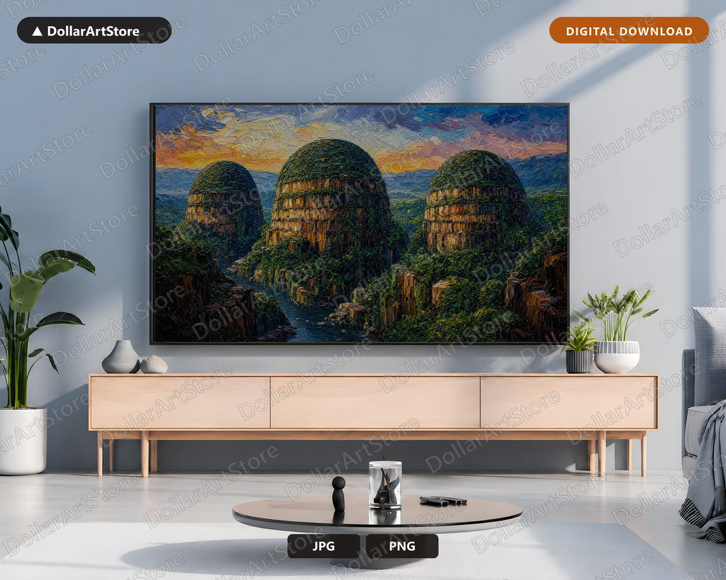 Cozy Textured Landscape Frame TV Art, Samsung Frame TV Digital Download, 4K Nature Scenery