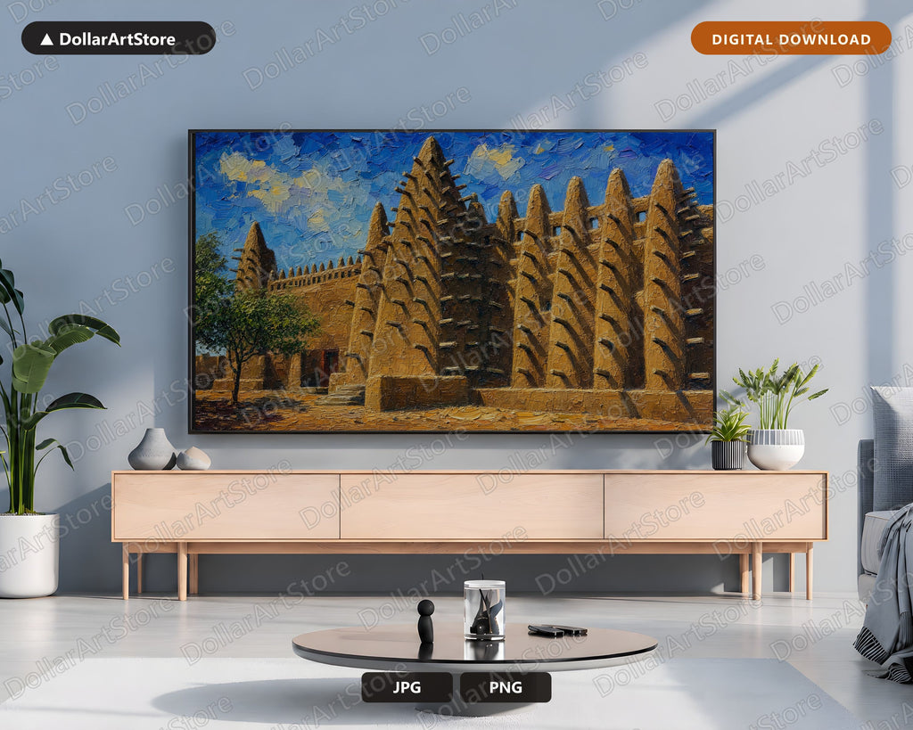 Earthy African Architecture Frame TV Art, Samsung Frame TV Digital Download, 4K Textured Scenery
