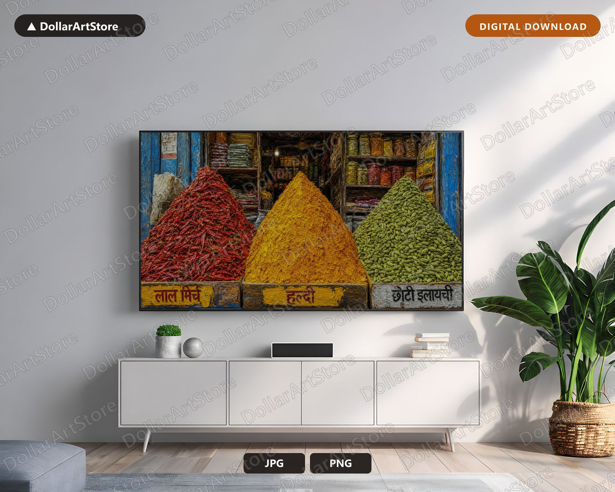 Cozy Spice Market Frame TV Art, Samsung Frame TV Digital Download, 4K Textured Middle East Scenery