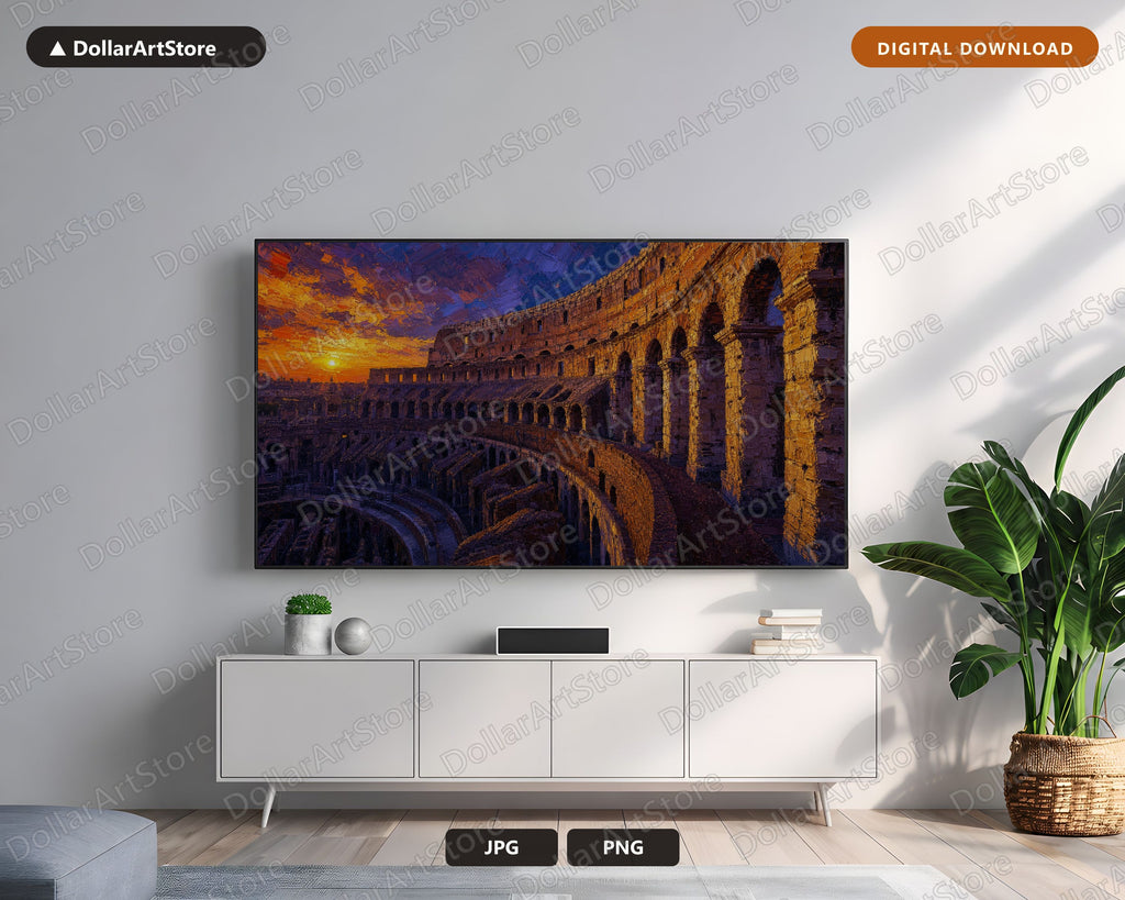 Scenic Roman Colosseum Dusk Samsung Frame TV Earthy 4K Art