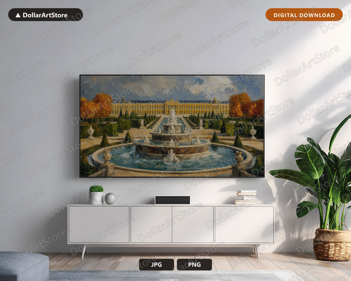 Cozy Palace Garden Frame TV Art, European Baroque Landscape, Samsung Frame TV 4K Digital Download