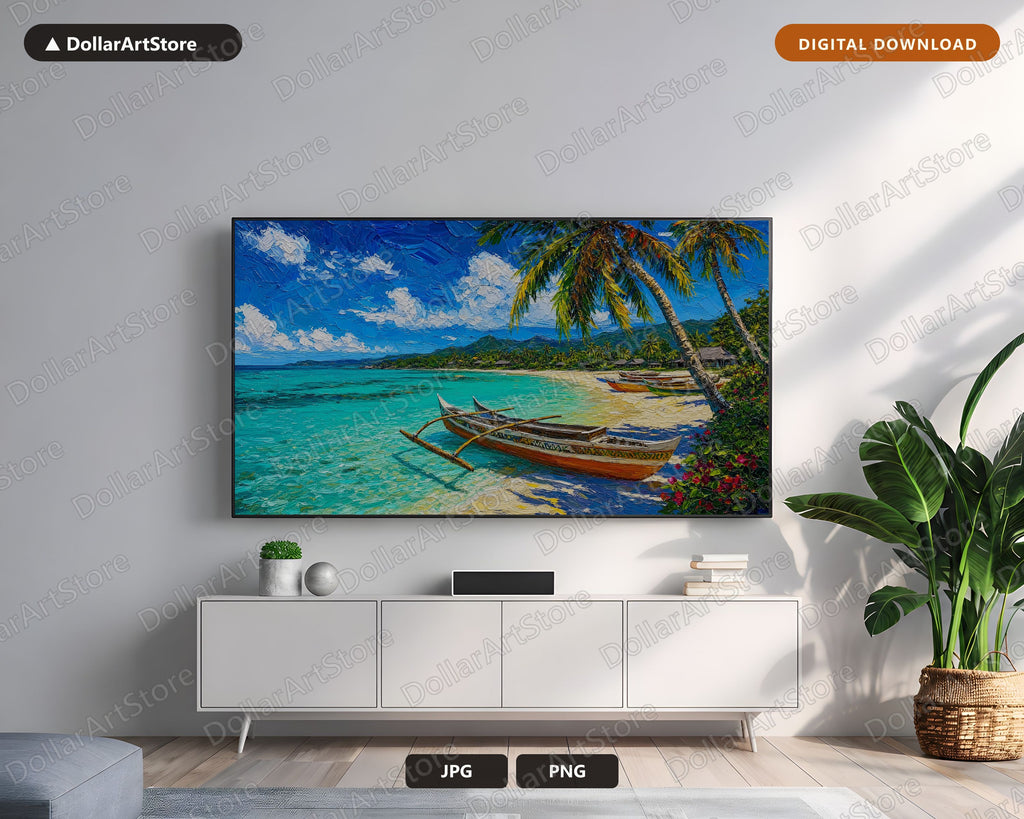 Tropical Beach Frame TV Art, Fiji Coral Coast Samsung Frame Digital Download 4K