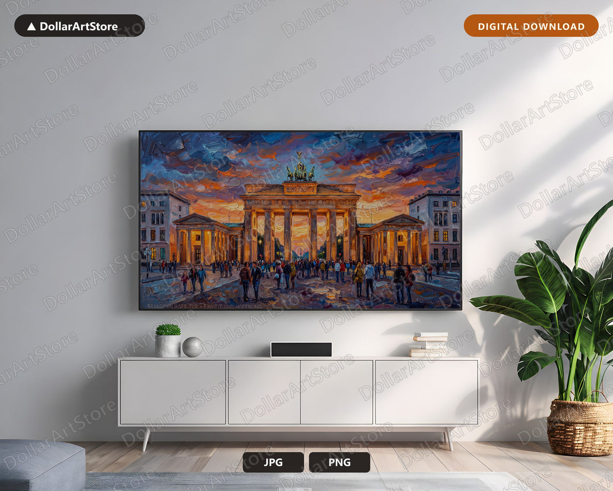 Brandenburg Gate Berlin Frame TV Art, Cozy Textured Landscape, Samsung 4K TV Screensaver Download