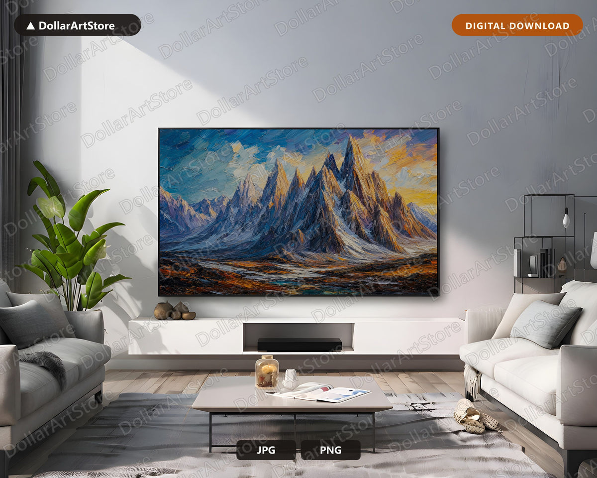 Earthy Mountain Landscape Textured Samsung Frame TV Art