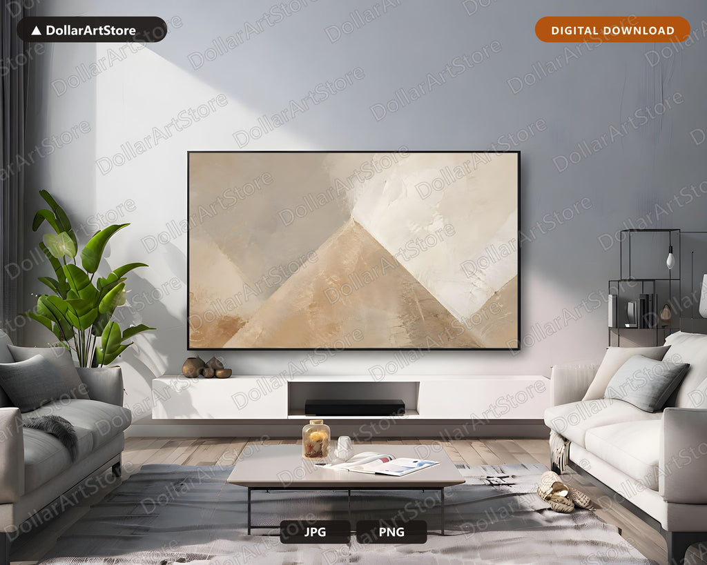 Neutral Abstract Frame TV Art, Samsung Frame TV Digital Download, 4K Minimalist Aesthetic