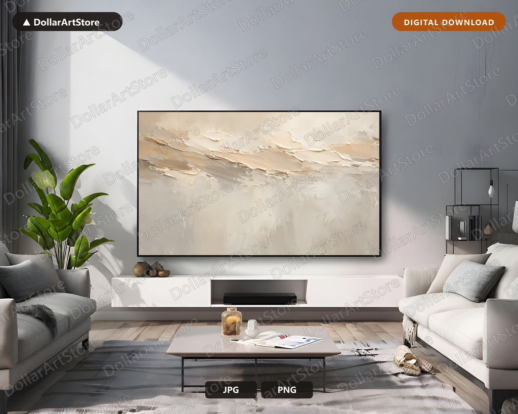Neutral Abstract Frame TV Art, Samsung Frame TV 4K Digital Download, Beige Minimalist Screensaver