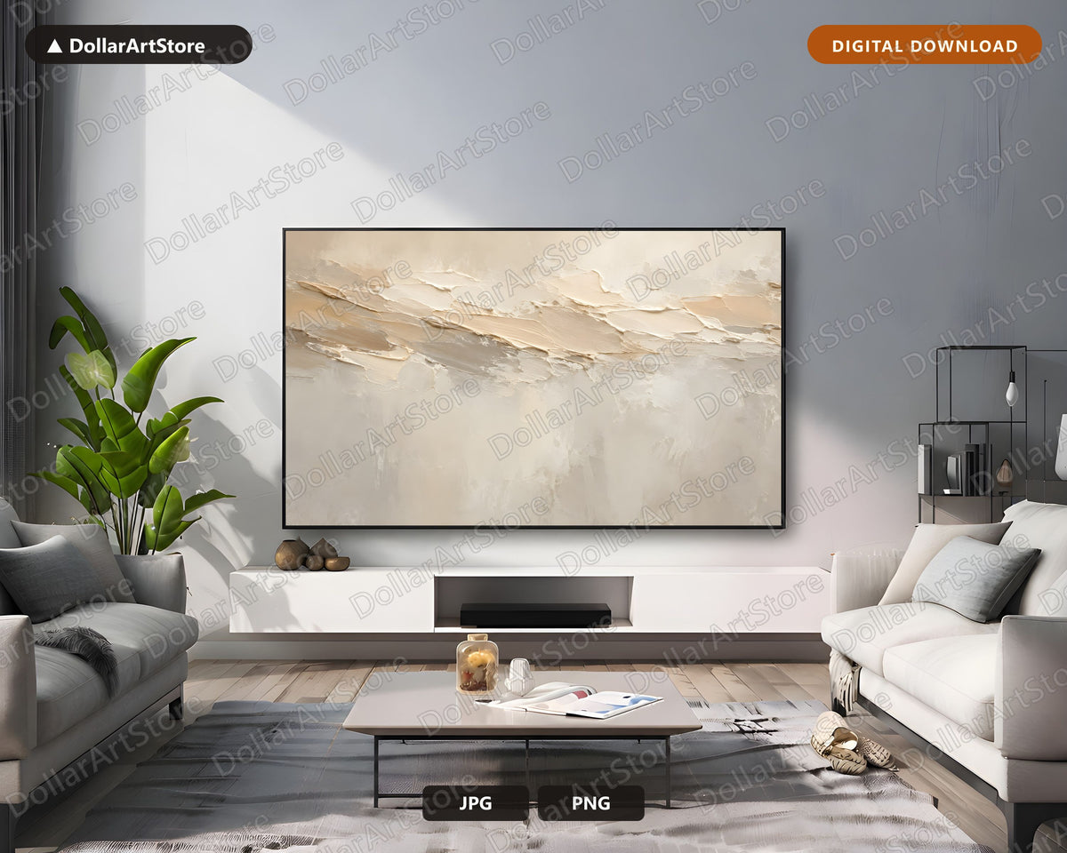 Neutral Abstract Frame TV Art, Samsung Frame TV 4K Digital Download, Beige Minimalist Screensaver