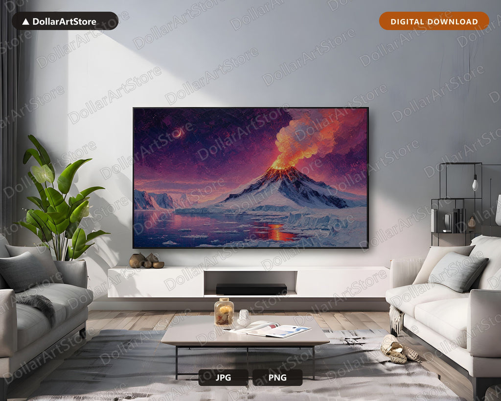 Erupting Winter Arctic Volcano Samsung Frame TV Art