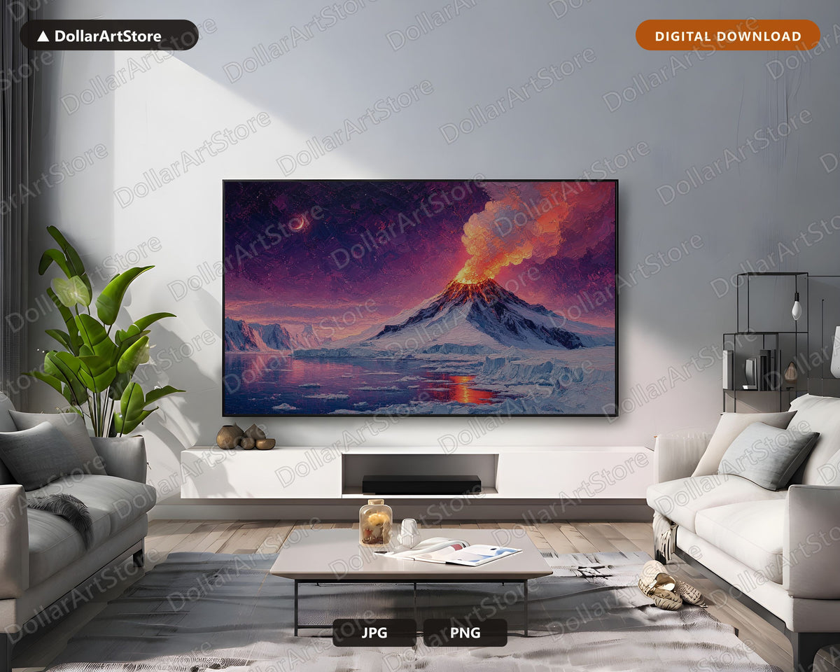 Erupting Winter Arctic Volcano Samsung Frame TV Art
