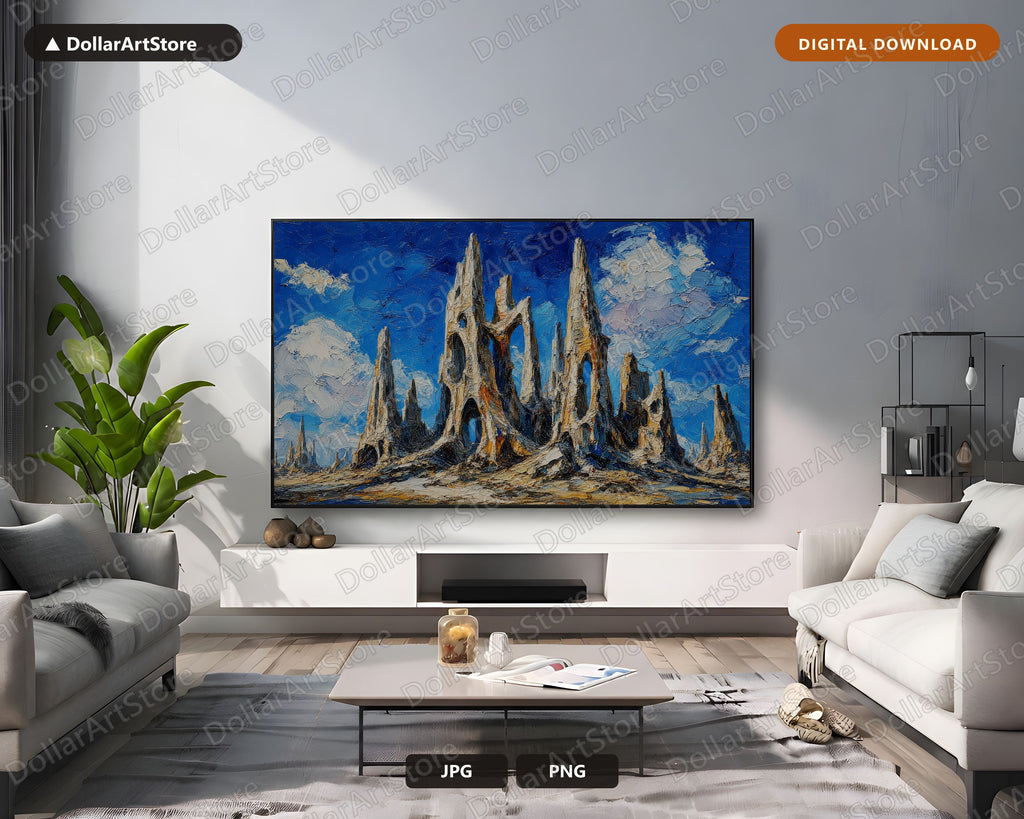 Cozy Barcelona Spires Frame TV Art, Textured Sagrada Familia Samsung TV Download 4K