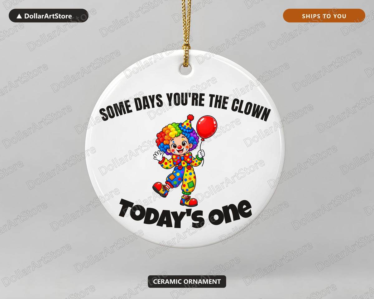 Cute Clown Christmas Ornament, Ceramic Tree Ornament, Holiday Gift