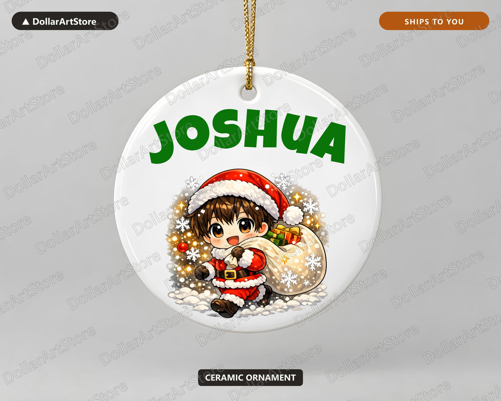Anime Chibi Santa Christmas Ornament, Ceramic Tree Ornament Holiday Gift
