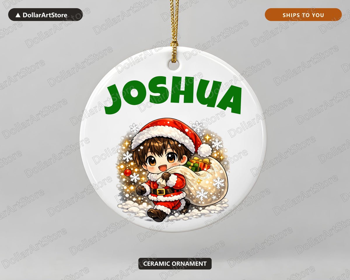 Anime Chibi Santa Christmas Ornament, Ceramic Tree Ornament Holiday Gift